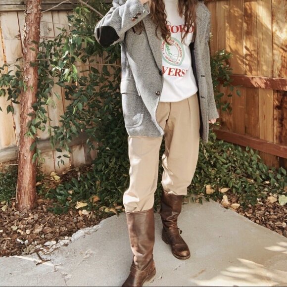 Frye Veronica Slouch Brown Tall Riding Boots - Picture 5 of 13